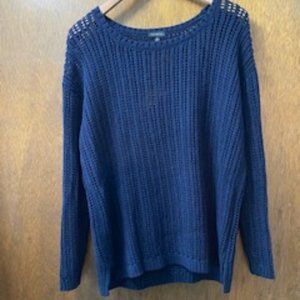 Talbots Open Stitch Navy Sweater Size M